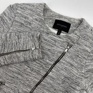 Banana Republic Petite 2 Tweed Moto Jacket Asymmetrical Zip Black White Grey